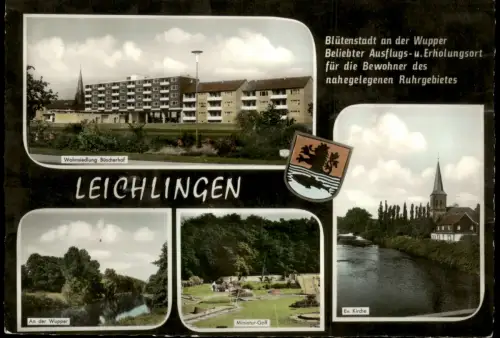 Leichlingen Mehrbild-AK Wohnsiedlung Büscherhof Miniatur-Golf Ev. Kirche 1970