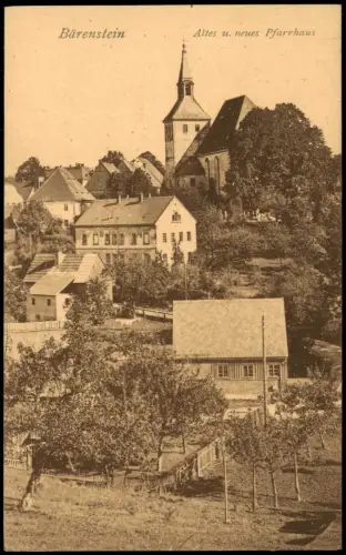 Bärenstein-Altenberg (Erzgebirge) Altes u. neues Pfarrhaus Kirche 1922