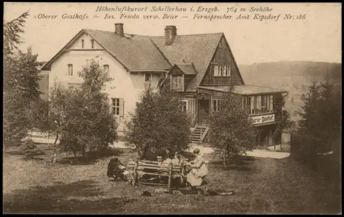 Ansichtskarte Schellerhau-Altenberg (Erzgebirge) Oberer Gasthof 1920