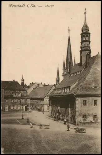 Ansichtskarte Neustadt (Sachsen) Markt Rathaus Apotheke 1920