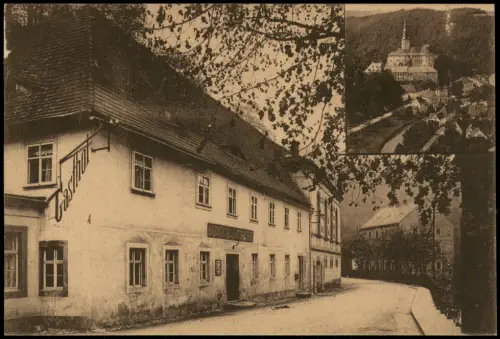Weesenstein (Müglitz) 2 Bild Gasthof und Schloß Müglitztal 1920