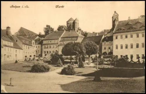 Ansichtskarte Stolpen Marktplatz geschmückte Parkanlage 1920