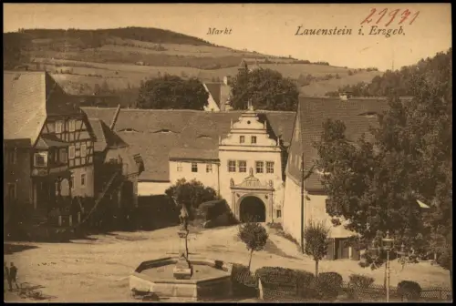 Lauenstein (Erzgebirge)-Altenberg (Erzgebirge) Marktplatz, Brunnen 1922
