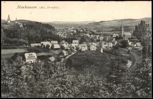 Ansichtskarte Neuhausen (Erzgebirge) Partie an der Stadt 1923