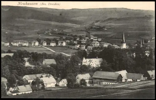 Ansichtskarte Neuhausen (Erzgebirge) Blick über den Ort 1923