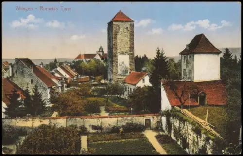 Villingen-Villingen-Schwenningen Panorama mit Romeias Turm 1917    Feldpost