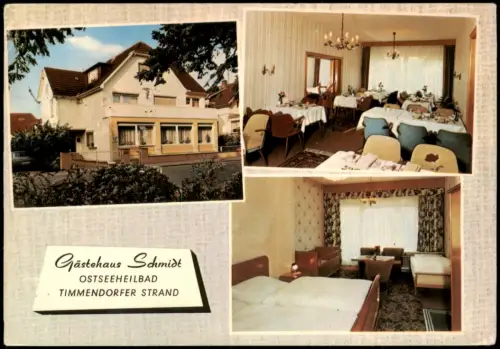 Timmendorfer Strand Mehrbildkarte Gästehaus Schmidt mit Innenansichten 1982