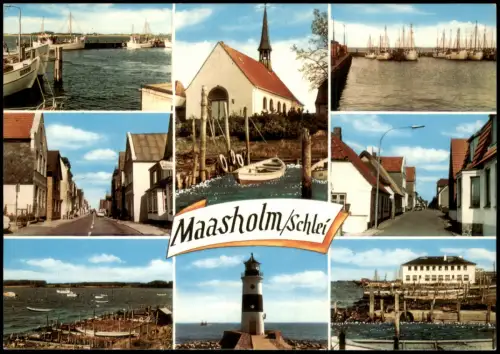 Maasholm Mehrbildkarte Ortsansichten u.a. Hafen u. Straßen 1978