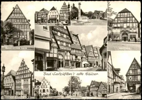 Bad Salzuflen Mehrbildkarte u.a. mit Renaissance Haus Salzhof Apotheke 1958