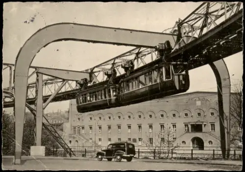 Ansichtskarte Wuppertal Schwebebahn am Sonnborn - Stadion 1956