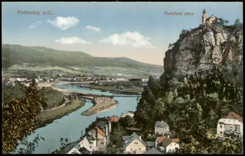 Postcard Podmokly-Tetschen-Bodenbach Decín Stadt, Schäferwand 1915