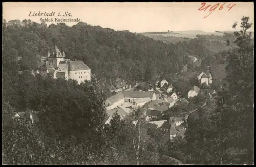Ansichtskarte Liebstadt Schloß Kuckuckstein, Stadt 1922