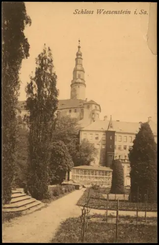 Ansichtskarte Weesenstein (Müglitz) Schloß und Garten 1922