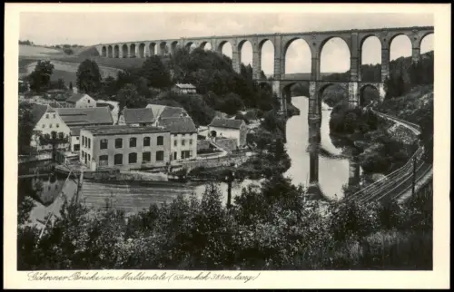 Ansichtskarte Wechselburg Göhrener Viadukt, Anlagen 1929