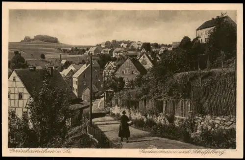 Ansichtskarte Grünhainichen Gartenstrasse und Scheffelberg 1923