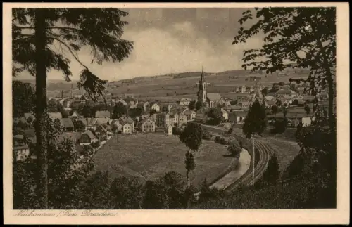 Ansichtskarte Neuhausen (Erzgebirge) Stadt und Bahnstrecke 1923