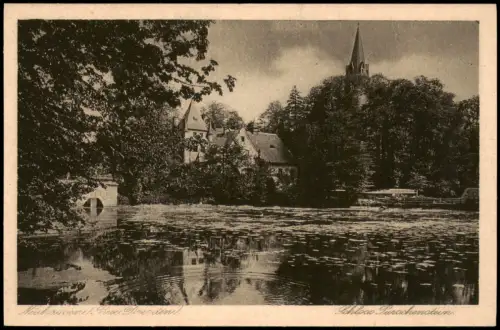 Ansichtskarte Neuhausen (Erzgebirge) Schloss Purschenstein Teich Seerosen 1923