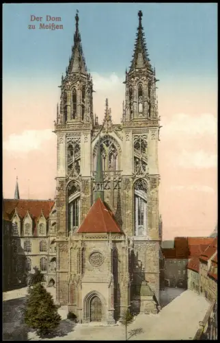 Ansichtskarte Meißen Dom u. Straße 1923