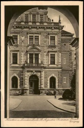 Ansichtskarte Grimma Fürsten- und Landesschule St. Augustin Haupteingang 1923