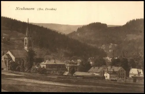 Ansichtskarte Neuhausen (Erzgebirge) Stadtpartie 1923