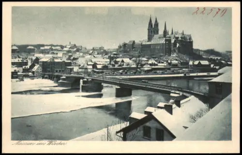 Ansichtskarte Meißen Stadt im Winter 1924