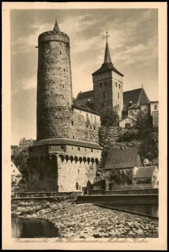 Ansichtskarte Bautzen Budyšin Alte Wasserkunst, Michaeliskirche 1924