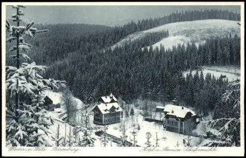 Waldbärenburg-Altenberg (Erzgebirge) Hotel u. Pension Schäfermühle Winter 1924