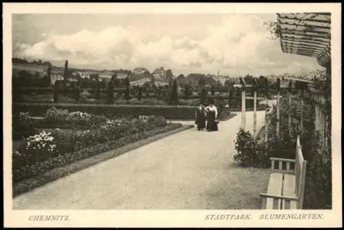 Ansichtskarte Chemnitz Stadtpark Blumengarten 1930