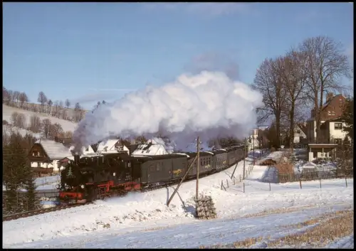 Ansichtskarte .Sachsen Fichtelbergbahn mit Dampflok 99 1771-7 im Winter 2003