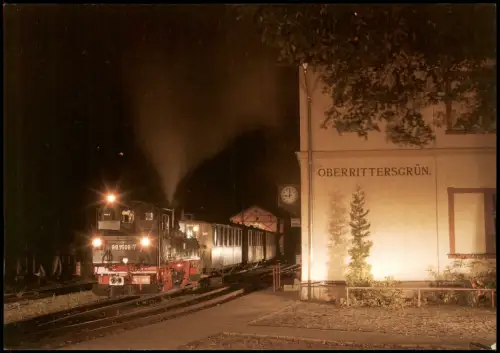 Rittersgrün Breitenbrunn Erzgebirge Dampflok 99 1568-7 am Bahnhof  2001