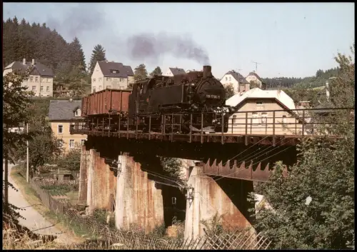 Ansichtskarte Gornsdorf (Erzgebirge) Dampflok 99 1774-1 auf dem Viadukt 1975
