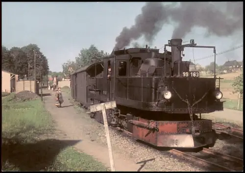 Oberheinsdorf (Vogtland) Rollbockbahn 99 163 mit Personenzug im Bahnhof 1940