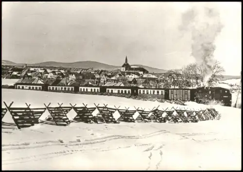 Ansichtskarte Hasselfelde Harzbahn im Winter 1982