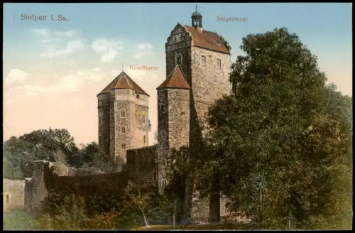 Ansichtskarte Stolpen Burg Stolpen Koselturm Seigerturm 1914