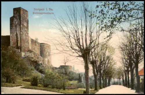 Ansichtskarte Stolpen Allee an der Burg Stolpen 1914