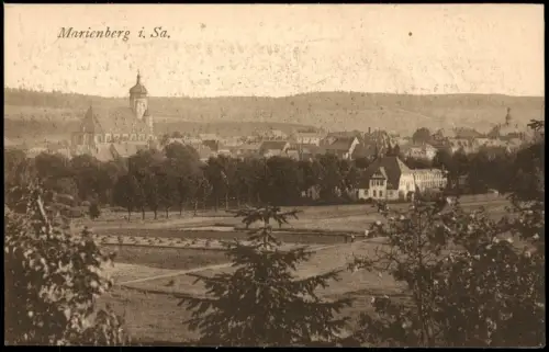 Ansichtskarte Marienberg im Erzgebirge Stadt und Felder 1923