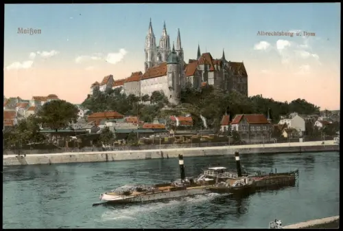 Ansichtskarte Meißen Schloss Albrechtsburg, Dampfer 1913