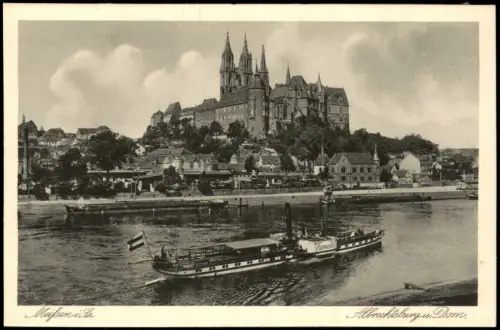 Ansichtskarte Meißen Schloss Albrechtsburg Dampfer 1932