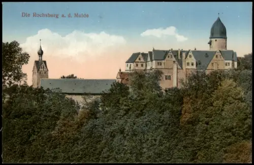Ansichtskarte Rochsburg-Lunzenau Schloss Rochsburg Bäume 1923