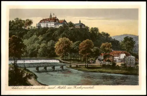 Ansichtskarte Lichtenwalde-Niederwiesa Schloss und Mühle 1929