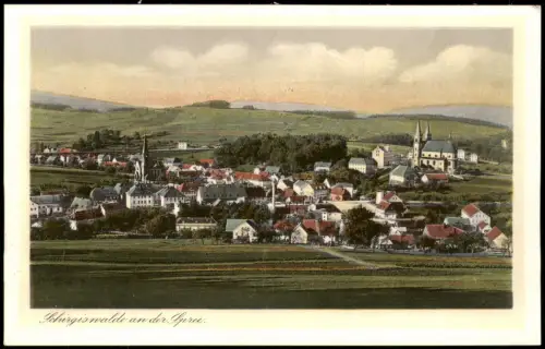 Ansichtskarte Schirgiswalde Blick auf die Stadt 1924