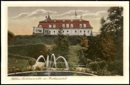 Ansichtskarte Lichtenwalde-Niederwiesa Schloß Lichtenwalde Springbrunnen 1924