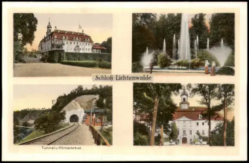 Lichtenwalde-Niederwiesa 4 Bild Schloß Tunnel Springbrunnen 1924