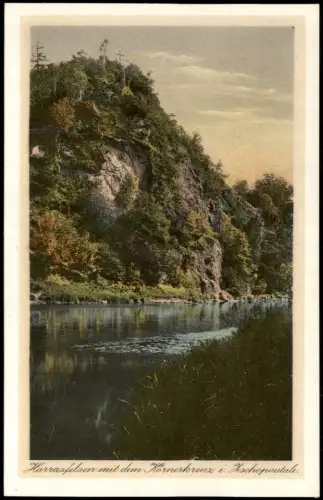 Ansichtskarte Frankenberg (Sachsen) Harrasfelsen Körnerkreuz 1924