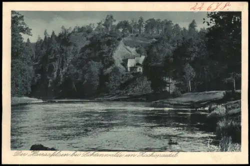 Ansichtskarte Frankenberg (Sachsen) Harrasfelsen Hütte 1924