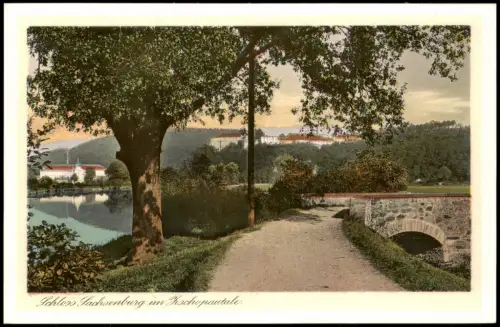 Frankenberg (Sachsen) Brücke über die Zschopau Schloß Sachsenburg 1924