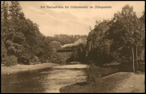 Ansichtskarte Frankenberg (Sachsen) Harrasfelsen Dampflokomotive 1924