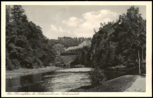 Ansichtskarte Frankenberg (Sachsen) Harrasfelsen Weg Dampflok 1924