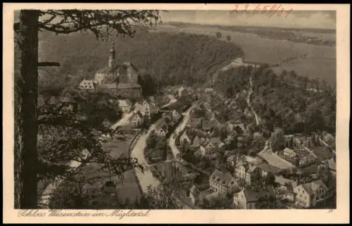 Ansichtskarte Wesenstein-Dohna Fernblick auf Stadt und Schloß 1924