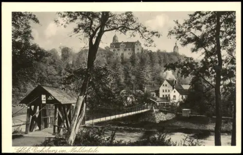 Ansichtskarte Rochsburg-Lunzenau Hängebrücke Schloss Rochsburg 1924